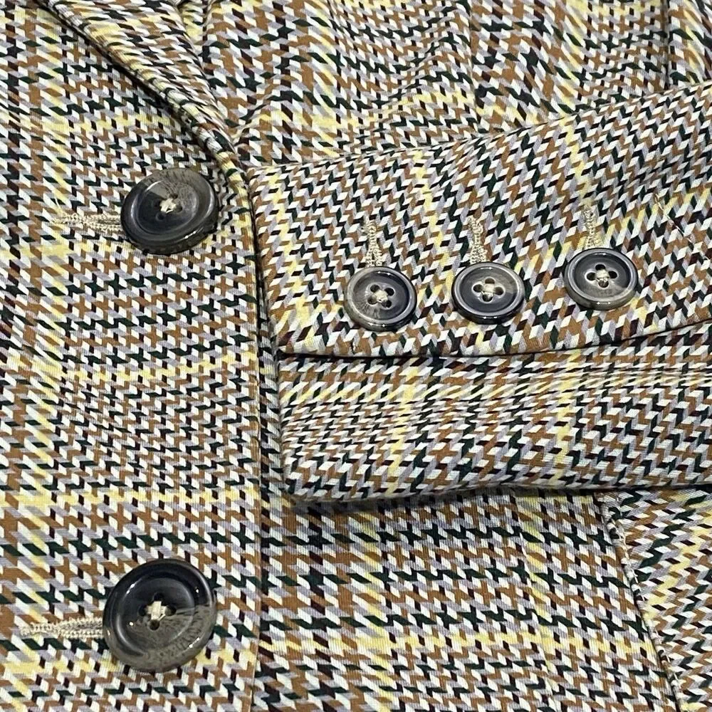 CABI Pastime Blazer #3548 Plaid Jacket Beige Multicolor Size 0 Stretch Academia
